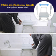 Scaun de transfer pentru cada si dus NextWave® cu 3 piese, spatar si brate laterale, ajustabil pe inaltime, stabil si sigur pentru batrani si persoane cu mobilitate redusa