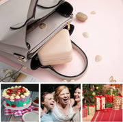 Cutie bijuterii NextWave® portabila din piele ecologica, design modern cu oglinda integrata si compartimente multifunctionale pentru inele, cercei, lantisoare si bratari, organizator compact 10 x 10 x 5 cm, roz