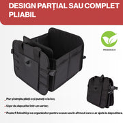 Organizator portbagaj auto pliabil NextWave®️ M, compartimentare personalizabila cu subdivizor detasabil, 2 buzunare mari fata si spate, 8 buzunare laterale, baza rigida, material Oxford rezistent, dimensiuni 53×34 cm