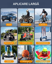 Compresor auto portabil digital NextWave®, debit 34 L/min, presiune 150 PSI, alimentare 12V DC si acumulator reincarcabil, oprire automata, ecran LCD, Power Bank si lumina LED SOS – pentru anvelope auto, motociclete, biciclete si mingi, Negru Metalic