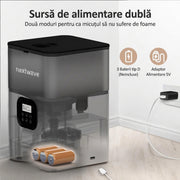Hranitor Automat Digital Pisici si Caini NextWave®, Dispenser 4L, Rezervor Transparent, Mesaj Vocal Personalizat, 4 Mese/Zi, Control Portii, Hrana Uscata, Anti-Blocare, Protectie Antifurt, Bol Inox, Alimentare Dubla Retea/Baterii, Usor de Curatat, Negru