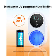 Sterilizator UV Portabil pentru 2 Periute de Dinti BeGenius ®, Suport Periute Dinti Inteligent cu Functie de Uscare, Senzor Deschidere-Inchidere automata, Montaj facil fara gauri, Eficienta Dezinfectare 99.99%, Dezinfectare Continua 24/7, Display HD, Alb