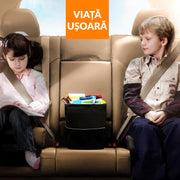 Cos de gunoi auto NextWave®️, capacitate 7,6 L, design pliabil cu capac, buzunare laterale pentru depozitare, material Oxford impermeabil cu captuseala anti-scurgere, dimensiuni 14×20×26 cm, Negru