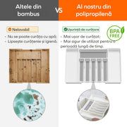 Organizator extensibil pentru tacamuri si ustensile de bucatarie NextWave® – suport sertar ajustabil 33–57 cm, cu 7–9 compartimente modulare, plastic rezistent BPA-free, design compact si practic pentru depozitare ordonata in bucatarie, Negru