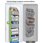 Organizator de usa NextWave®️, 5 compartimente, depozitare pe perete cu raft, material netesut, pliabil, spatiu de depozitare suplimentar, potrivit pentru dormitorul de acasa, camin, depozitare, baie, sufragerie, bucatarie, gri