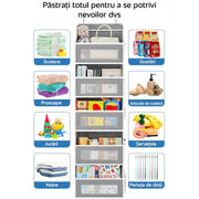 Organizator de usa NextWave®️, 5 compartimente, depozitare pe perete cu raft, material netesut, pliabil, spatiu de depozitare suplimentar, potrivit pentru dormitorul de acasa, camin, depozitare, baie, sufragerie, bucatarie, gri