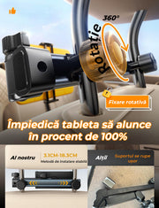 Suport auto tetiera NextWave®️, reglabil pe 3 axe pentru tablete si telefoane 4,7–11 inch, sistem metalic pliabil cu prindere solida, rotatie 360°, compatibil universal, negru
