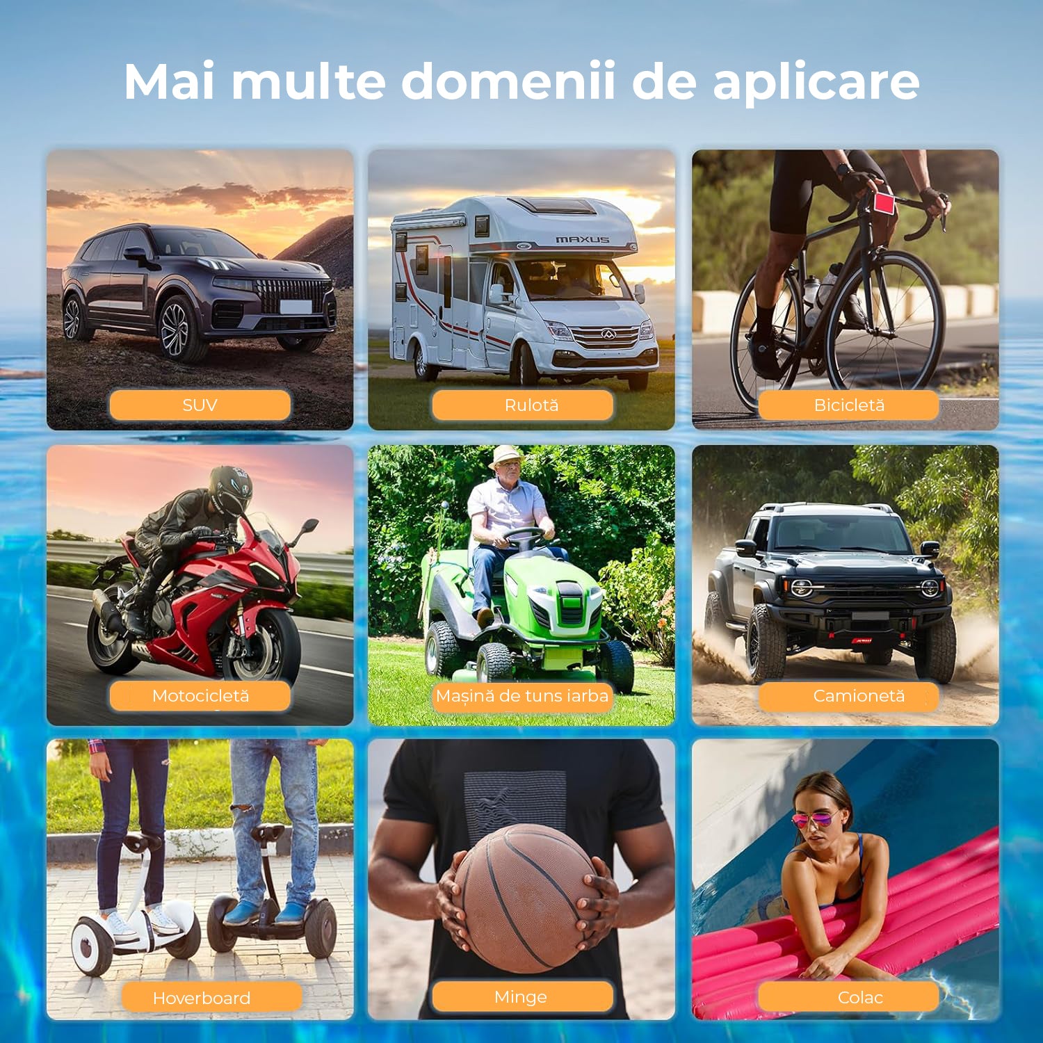 Compresor auto portabil NextWave® digital, 150 PSI, 30 L/min, acumulator reincarcabil, ecran LCD, oprire automata, lanterna LED, pentru anvelope auto, moto, biciclete si mingi, Negru