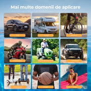 Compresor auto portabil NextWave® digital, 150 PSI, 30 L/min, acumulator reincarcabil, ecran LCD, oprire automata, lanterna LED, pentru anvelope auto, moto, biciclete si mingi, Negru