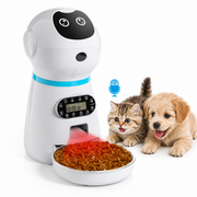 Hranitor Automat Digital Pisici si Caini NextWave®, Dispenser Hrana 3.5L, Bol Inox Premium, Control Portii, Mesaj Vocal Personalizat, Programare 4 Mese/Zi, Temporizator Digital, Senzor Infrarosu Anti-Blocare, Alimentare Dubla Priza/Baterii, 1.5W, Alb