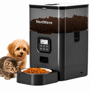 Hranitor Automat Digital Pisici si Caini NextWave®, Dispenser 4L, Rezervor Transparent, Mesaj Vocal Personalizat, 4 Mese/Zi, Control Portii, Hrana Uscata, Anti-Blocare, Protectie Antifurt, Bol Inox, Alimentare Dubla Retea/Baterii, Usor de Curatat, Negru