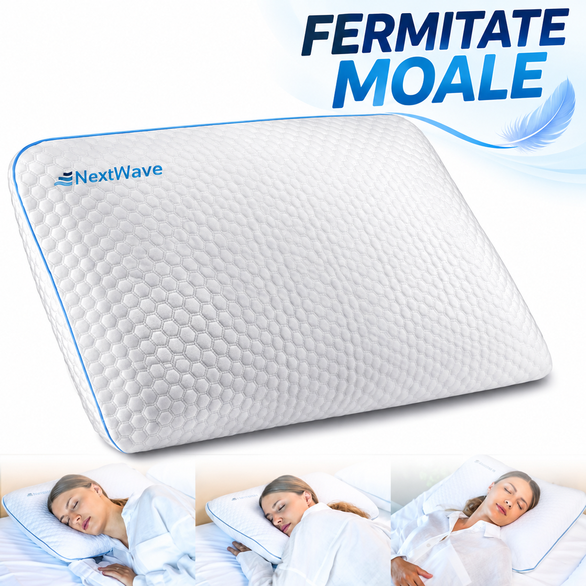 Pernă pentru dormit NextWave Spumă cu memorie cu gel ventilat Confort fermitate medie pentru somn odihnitor