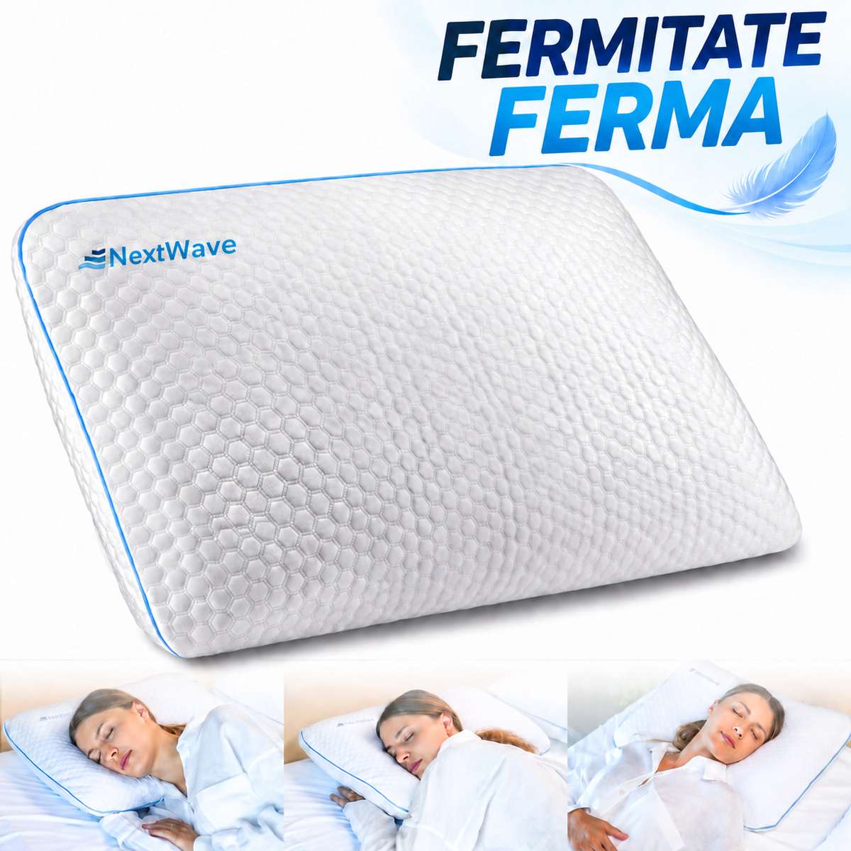 Pernă pentru dormit NextWave Spumă cu memorie cu gel ventilat Confort pentru somn odihnitor