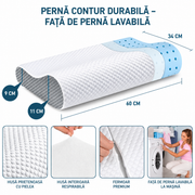Pernă pentru dormit NextWave Spumă cu memorie ergonomică Confort echilibrat pentru somn odihnitor 60x40 cm