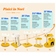 Ansamblu de joaca pentru pisici NextWave®, cu pat moale in forma de nor si husa detasabila lavabila, stalp de zgariat din sisal natural, baza rotunda lata si stabila, jucarii suspendate, pentru pisoi si pisici mici si medii, 40 x 40 x 56 cm