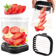 Feliator pentru fructe si capsuni NextWave®️, taiere rapida si uniforma in 8 felii, baza cu placa de impingere, lama detasabila din otel inoxidabil 304 si pahar ABS, ideal pentru capsuni, banane, kiwi si oua fierte, 11 x 9 cm, Negru