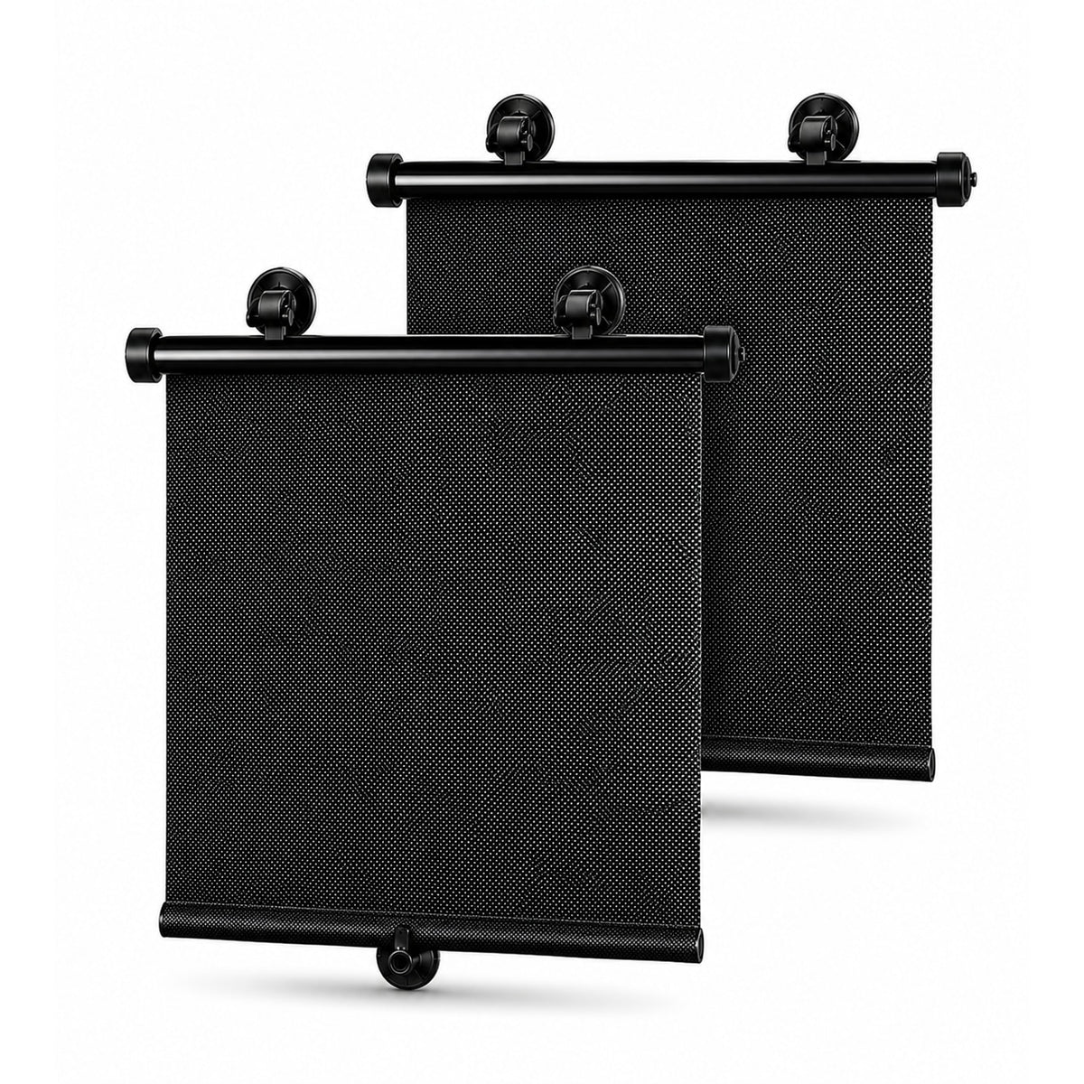 Set 2 parasolare auto retractabile NextWave®, pentru geamuri laterale, blocheaza razele solare, reduc caldura si sporesc intimitatea, instalare rapida cu ventuze, material perforat, compatibile cu majoritatea autoturismelor, negru