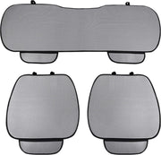 Set 3 huse scaune auto NextWave®️, protectie impotriva petelor si zgarieturilor, buzunar frontal depozitare si montaj rapid, din material respirabil cu burete de inalta densitate, universale pentru autoturisme si SUV, fata 53x49 cm, spate 133x49 cm