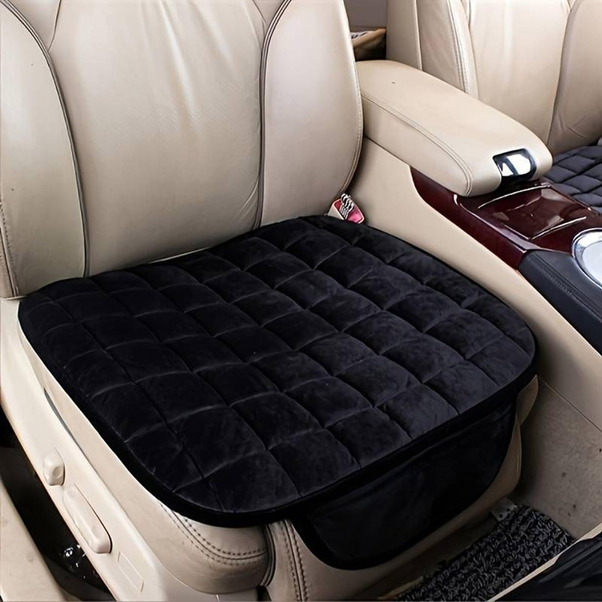 Husa scaun auto universala NextWave®️, ofera protectie pentru sezut scaun fata, design elegant cu buzunar pentru depozitare, anti-alunecare, super moale, catifea respirabila, 60x51 cm