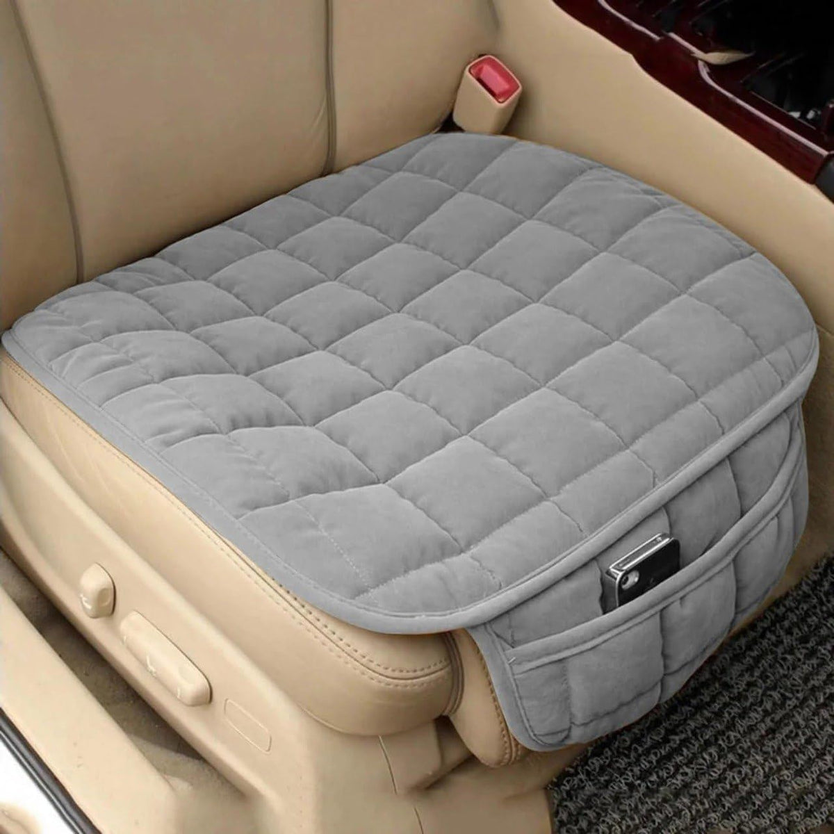 Husa scaun auto universala NextWave®️, ofera protectie pentru sezut scaun fata, design elegant cu buzunar pentru depozitare, anti-alunecare, super moale, catifea respirabila, 60x51 cm