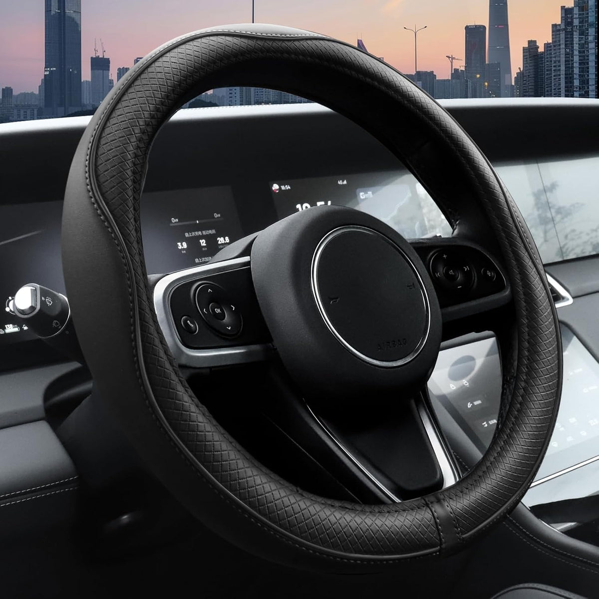 Husa volan auto NextWave®, din piele ecologica din microfibra, captuseala interioara antiderapanta, cusaturi ranforsate, protectie impotriva uzurii, zgarieturilor si caldurii, montare usoara, compatibila cu volane de 37-39 cm