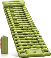 Saltea gonflabila camping NextWave®️, suport confortabil cu perna integrata, pompa de picior pentru umflare rapida in 50 secunde, capse laterale de unire, din nailon 40D impermeabil cu TPU, pentru cort si drumetii, 1 persoana, 0, 7 kg
