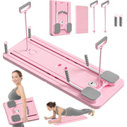 Aparat Pilates Reformer pliabil NextWave® – echipament de antrenament pentru acasa, ideal pentru incepatori si avansati, cadru metalic rezistent, sistem ajustabil pentru exercitii variate, usor de pliat si depozitat, Roz