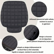 Husa scaun auto universala NextWave®️, ofera protectie pentru sezut scaun fata, design elegant cu buzunar pentru depozitare, anti-alunecare, super moale, catifea respirabila, 60x51 cm