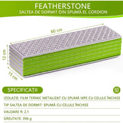Saltea de camping pliabila NextWave®, termoizolanta cu valoare R 2.1, impermeabila si ultra-usoara, design tip acordeon, din spuma IXPE cu celule inchise si folie de aluminiu, pentru drumetii, outdoor si backpacking, 185 x 60 x 1.8 cm, verde