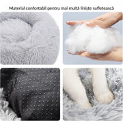 Pat Pentru Caini Sau Pisici NextWave®, pentru animale de companie, Rotund, Antiderapant, Confortabil Si Usor De Curatat, Universal, Diametru 60 Cm, Gri