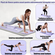 Placa de Pilates multifunctionala NextWave®️, reformer pliabila pentru antrenamentul complet al corpului acasa, benzi elastice de rezistenta, sistem revenire automata, suporturi reglabile 0-180°, din polipropilena durabila, sarcina 155 kg, Mov