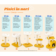Ansamblu de joaca pentru pisici NextWave®, cu pat moale in forma de nor, platforma captusita, stalp si placa de zgariat din sisal natural, baza lata si stabila, jucarii suspendate in forma de stea si luna, 40 x 40 x 56 cm, alb