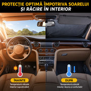 Parasolar auto NextWave® pentru parbriz, material reflectorizant 280T, protectie UV pana la 99%, design pliabil cu cadru flexibil din otel cu memorie, reduce acumularea caldurii si protejeaza interiorul, husa de depozitare inclusa, negru