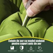 Saltea gonflabila de camping dubla NextWave®️, pompa de picior integrata pentru umflare rapida, perne incorporate, celule de aer ergonomice, din nailon 40D cu TPU, pentru 2 persoane, cort, drumetii si calatorii, 202, 7 x 135, 9 x 10, 2 cm, Verde
