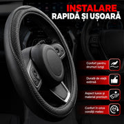Husa volan auto NextWave®, din piele ecologica din microfibra, captuseala interioara antiderapanta, cusaturi ranforsate, protectie impotriva uzurii, zgarieturilor si caldurii, montare usoara, compatibila cu volane de 37-39 cm