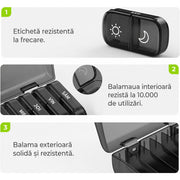 Organizator medicamente NextWave®, cutie saptamanala cu 7 recipiente detasabile si 14 compartimente AM/PM, deschidere la 180°, protectie pentru intimitate, capacitate mare pentru pastile, vitamine si suplimente, portabil