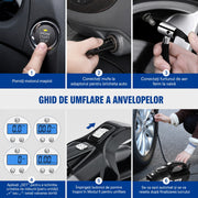 Aspirator Auto Multifunctional NextWave si Compresor Portabil cu Fir, Aspirare Rapida, Umflare Anvelope cu Afisaj pentru Presiune, Lumina LED, Incarcare Priza Auto, Filtru Dublu Lavabil si Reutilizabil, Negru
