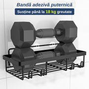 Raft de baie NextWave® la set, 5 piese cu 3 etajere pentru dus, 1 suport pentru sapun si 1 suport pentru periute de dinti, din otel inoxidabil rezistent la rugina, montare autoadeziva fara gaurire, pentru sampon si accesorii