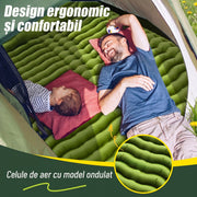 Saltea gonflabila de camping dubla NextWave®️, pompa de picior integrata pentru umflare rapida, perne incorporate, celule de aer ergonomice, din nailon 40D cu TPU, pentru 2 persoane, cort, drumetii si calatorii, 202, 7 x 135, 9 x 10, 2 cm, Verde