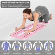 Aparat Pilates Reformer pliabil NextWave® – echipament de antrenament pentru acasa, ideal pentru incepatori si avansati, cadru metalic rezistent, sistem ajustabil pentru exercitii variate, usor de pliat si depozitat, Roz
