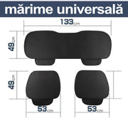 Set 3 huse scaune auto NextWave®️, protectie impotriva petelor si zgarieturilor, buzunar frontal depozitare si montaj rapid, din material respirabil cu burete de inalta densitate, universale pentru autoturisme si SUV, fata 53x49 cm, spate 133x49 cm