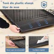 Cusca pentru caini NextWave®️, design pliabil si portabil, 2 usi cu zavor glisant robust, tava detasabila usor de curatat, separator si maner, pentru catei si talie mica, Utilizare in Interior si Exterior sau Calatorii, Negru
