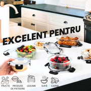 Set 15 Caserole Alimentare din sticla NextWave®️ Capace Etanse, Depozitare Frigider si Congelator, Potrivite pentru Microunde, Fara BPA, Organizare Bucatarie, Inchidere cu 4 Clipsuri, Usor de Curatat, Transparent