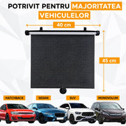 Set 2 parasolare auto retractabile NextWave®, pentru geamuri laterale, blocheaza razele solare, reduc caldura si sporesc intimitatea, instalare rapida cu ventuze, material perforat, compatibile cu majoritatea autoturismelor, negru
