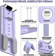 Placa de Pilates multifunctionala NextWave®️, reformer pliabila pentru antrenamentul complet al corpului acasa, benzi elastice de rezistenta, sistem revenire automata, suporturi reglabile 0-180°, din polipropilena durabila, sarcina 155 kg, Mov