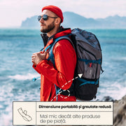 Set tacamuri de calatorie NextWave®, portabile si reutilizabile, fara zgomot la transport, cutit, furculita, lingura si betisoare antiderapante, din otel inoxidabil 18/8, pentru birou, camping si picnic, set 5 piese cu husa impermeabila, negru