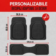 Set covorase auto NextWave®, din cauciuc flexibil impermeabil, margini inalte pentru retinerea apei, noroiului si zapezii, decupabile pentru ajustare, curatare usoara, compatibilitate universala pentru autoturisme, SUV si camionete, negru
