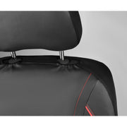 Set huse auto pentru scaune fata NextWave®, 4 piese, piele ecologica impermeabila cu burete moale de 5 mm, compatibile cu airbag si tetiere detasabile, protectie impotriva murdariei si zgarieturilor, potrivire universala, negru-rosu