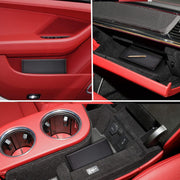 Organizator documente auto NextWave®, pentru talon, asigurare, permis si carduri, 6 compartimente cu ferestre transparente, inchidere magnetica ascunsa, design compact din piele ecologica, finisaj negru cu aspect de fibra de carbon, 23,9 x 12,7 cm