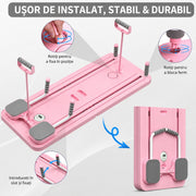 Aparat Pilates Reformer pliabil NextWave® – echipament de antrenament pentru acasa, ideal pentru incepatori si avansati, cadru metalic rezistent, sistem ajustabil pentru exercitii variate, usor de pliat si depozitat, Roz